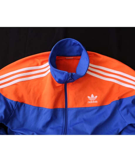 【古着】ADIDAS JERSEY TRACK TOP Orange/Blue Size L