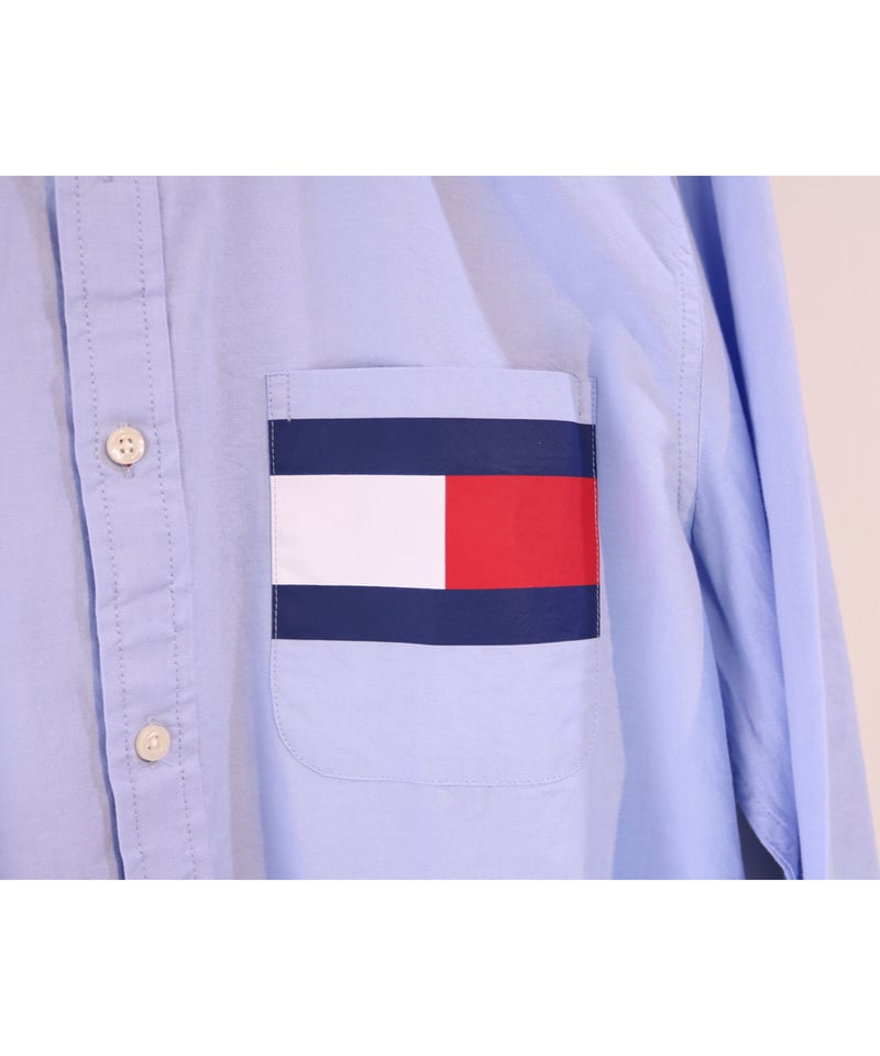 古着】TOMMY HILFIGER BANNER BD SHIRTS Light Blue 古着】TOMMY HILFIGER BANNER BD SHIRTS Light Blue