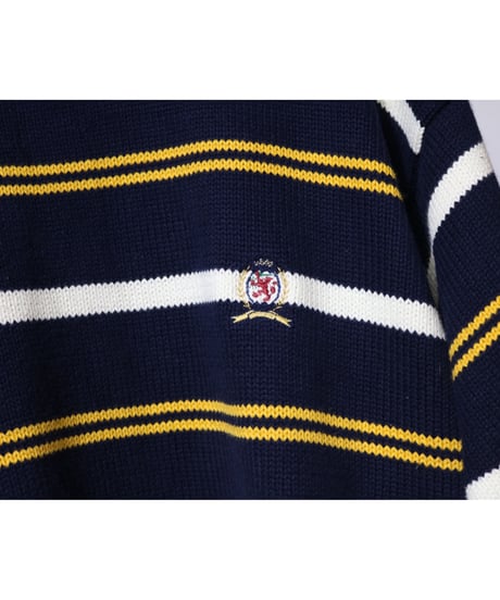 【古着】TOMMY HILFIGER KNIT SWEATER Navy/Yellow/White Size L