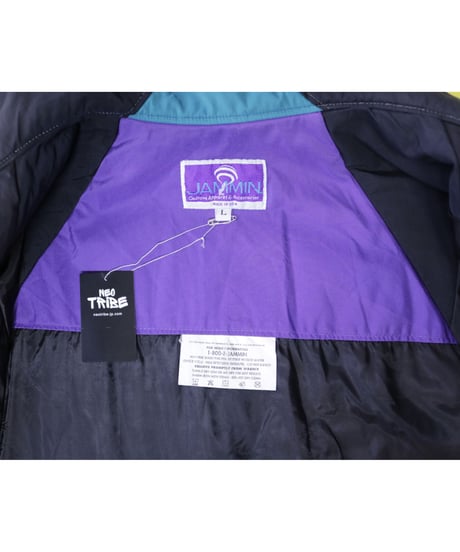 【古着】JAMMIN QUILTED NYLON JACKET  Purple/Green/Black Size L