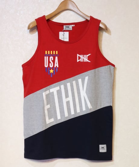 ETHIK TANK TOP RED/GREY/NAVY Size US M