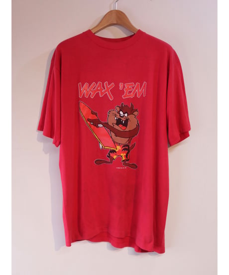【古着】TAZ DEVIL WAX ‘EM SURF Tee Red