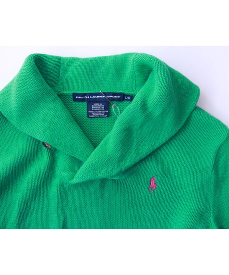 【古着】RALPH LAUREN SPORT COLLARED KNIT SWEATER Green Size L