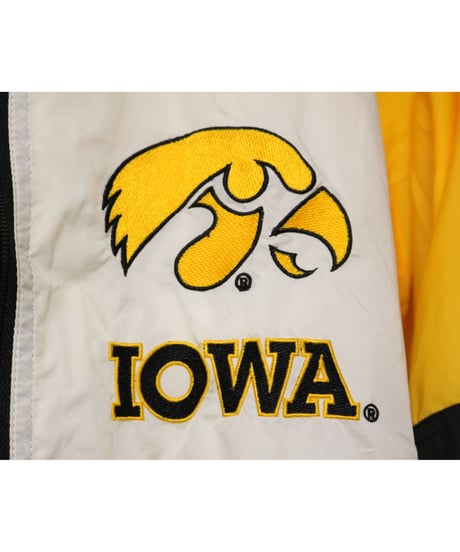 【古着】APEX ONE IOWA HAWKEYES NYLON JACKET Yellow/Black/White Size S