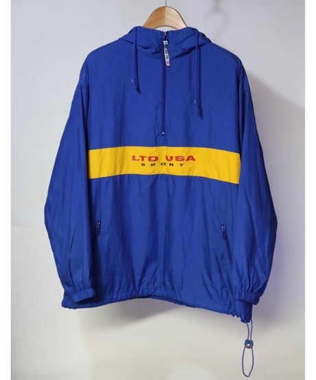 【古着】LIMITED AMERICA LTD USA SPORT NYLON HALF ZIP PULLOVER Blue/Yellow Size M
