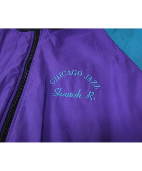 【古着】JAMMIN QUILTED NYLON JACKET  Purple/Green/Black Size L