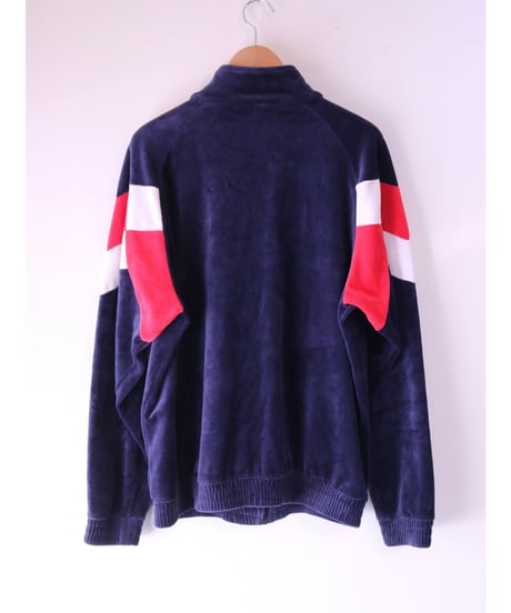【古着】FILA VELOUR TRACK JACKET Navy/Red/White Size M