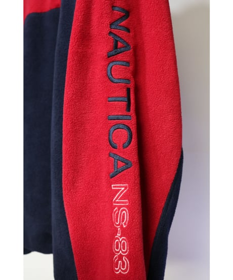 【古着】NAUTICA HALF ZIP FLEECE Red/Navy Size XL