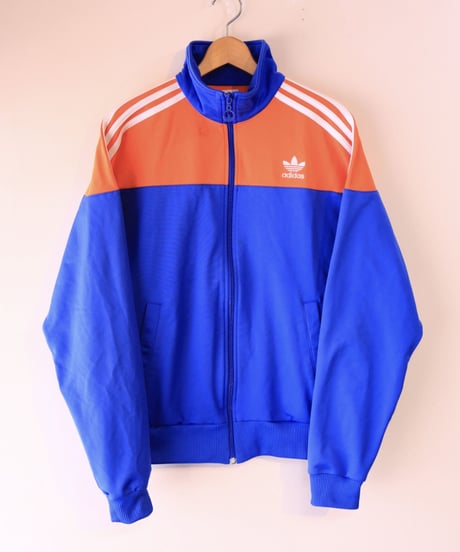 【古着】ADIDAS JERSEY TRACK TOP Orange/Blue Size L