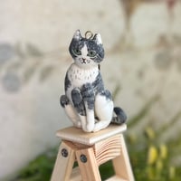 テディキャット　ペンダント　ブローチ　ハチワレ