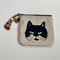 ベロアポーチ　ねこ  アイボリー