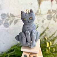 テディキャット　ペンダント　ブローチ　グレー