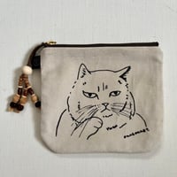 ベロアポーチ　ねこ  アイボリー