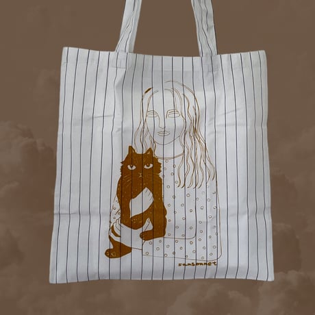 コットントートバッグ　女と猫