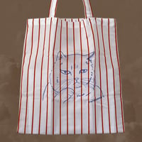 コットントートバッグ　赤のストライプ