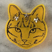 トラ猫　アクリルブローチ　イエロー×星