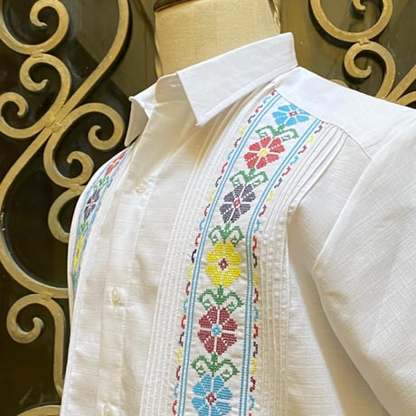 【お取り寄せ商品】【半袖】【IMP-COL-131S-WM】【GUAYABERAS COLLI】【 S/S GUAYAMISA】【 WHITExMULTI 】【白xマルチカラー】