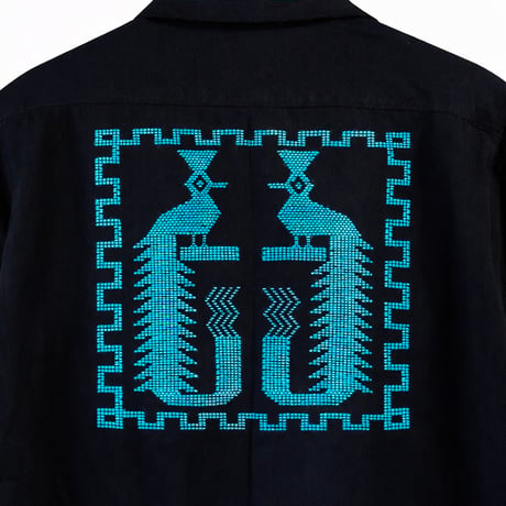 【長袖】【ESGG-QTZ-LS-BBL】【GUATEMALA】【 L/S QUETZAL SHIRTS】【BLACKxBLUE】【黒x青】