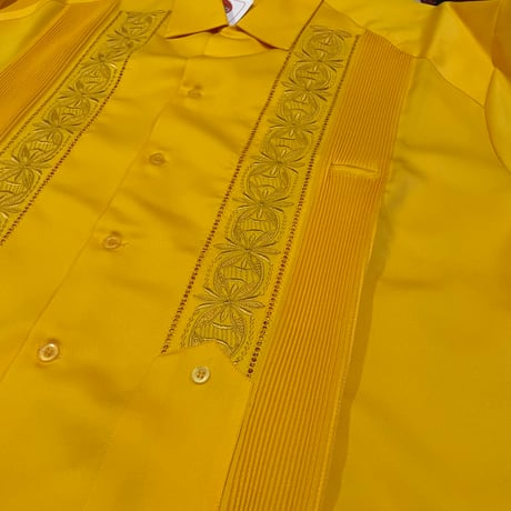 【予約】【半袖】【サイズ46(4XL)】【IMP-DE-38S-MU-46】【 DEADSTOCK 】【S/S GUAYABERA】【MUSTARD】  【辛子色】