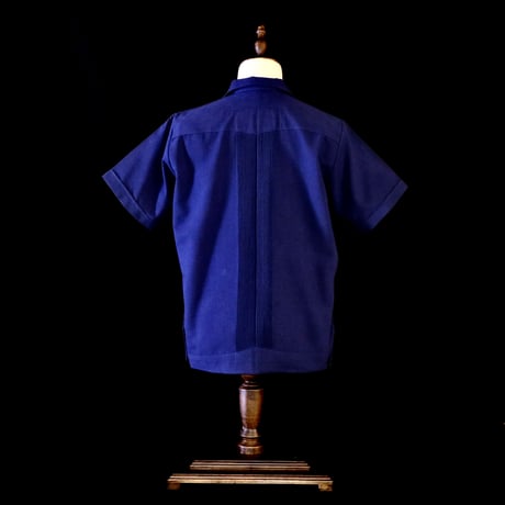 【2027年7月31日までにお届け】【受注生産】【半袖】【 ESG-01S-N 】【 S/S GUAYABERA 】【 REJILLADA 】【 NAVY 】【 紺 】