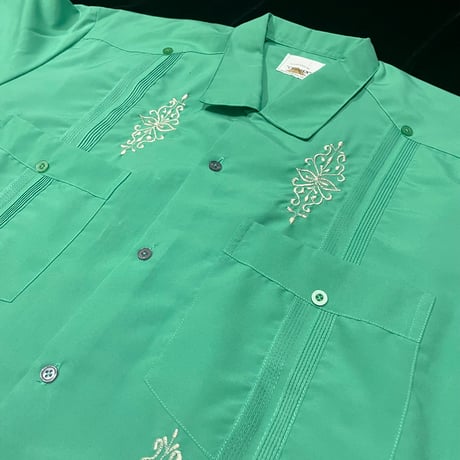【予約】【半袖】【サイズ44(3XL)】【IMP-DE-37S-TQ-44】【 DEADSTOCK 】【S/S GUAYABERA】【TARQUOISE】  【ターコイズ】