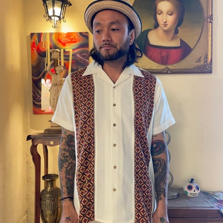 【予約商品】【半袖】【 ESGP-09-6S-OF 】【 LINEN 100%】【 S/S FRONT PANEL SHIRTS 】【 VINTAGE BATIK 】