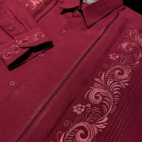 【受注生産】【2026年10月〜12月お届け】【長袖】【袖刺繍】【ESG-T30L-BU】【 L/S GUAYAMISA 】【 BURGUNDY】【 臙脂色】