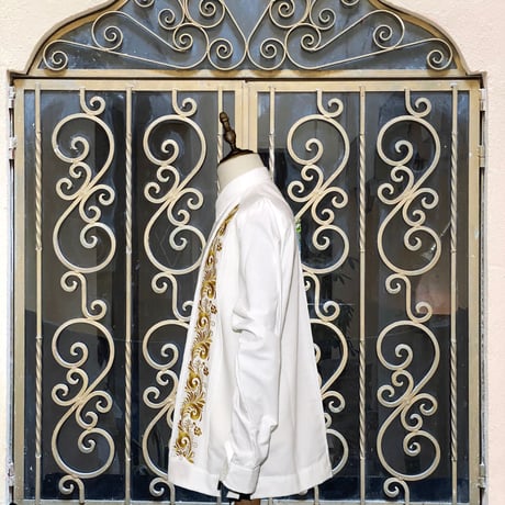 【お取り寄せ商品】【長袖】【IMP-COL-100L-WG】【GUAYABERAS COLLI】【 L/S GUAYABERA】【 WHITE x GOLD 】【 白 x 金 】