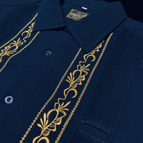 【2027年7月31日までにお届け】【受注生産】【ESG-20L-NG】【REJILLADA 】【L/S GUAYABERA】【NAVYx金】 【紺x金】