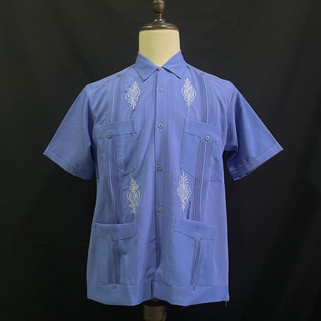 【半袖】【サイズ38(L)】【IMP-DE-25S-AQ-38】【 DEADSTOCK 】【S/S GUAYABERA】【AQUA】【アクアブルー】