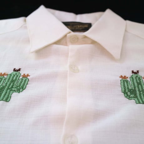 【2027年7月31日までにお届け】【受注生産】【長袖】【CACTUS 手刺繍】【HANDMADE】【CUBANA】】【 ESGP-106L-IV】【 L/S GUAYABERA】【IVORY】