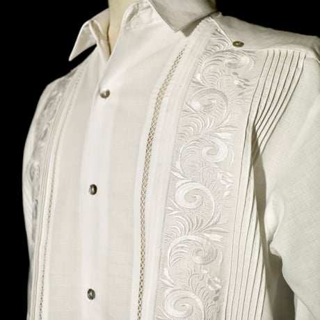 【お取り寄せ商品】【長袖】【袖刺繍】【IMP-101L-W】【 L/S GUAYAMISA】【 WHITE 】【 白 】
