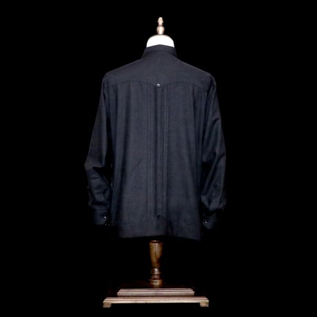 【長袖】【麻の葉柄】【 ESGS-10L-BJA】【 L/S GUAYAMISA ASA 】【BLACKxJADE】 【黒x翡翠】
