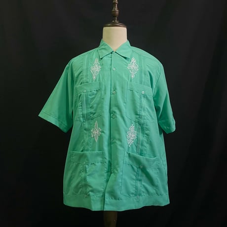 【半袖】【サイズ44(3XL)】【IMP-DE-36S-TQ-44】【 DEADSTOCK 】【S/S GUAYABERA】【TARQUOISE】  【ターコイズ】