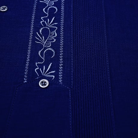 【ESG-20L-N】【REJILLADA 】【L/S GUAYABERA】【NAVY】 【紺】