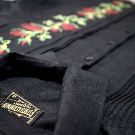 【2027年7月31日までにお届け】【受注生産】【長袖】【 ESG-10L-BR 】【 L/S GUAYAMISA 】【 FLORES 】【 BLACK x RED 】【 黒 x 赤 】