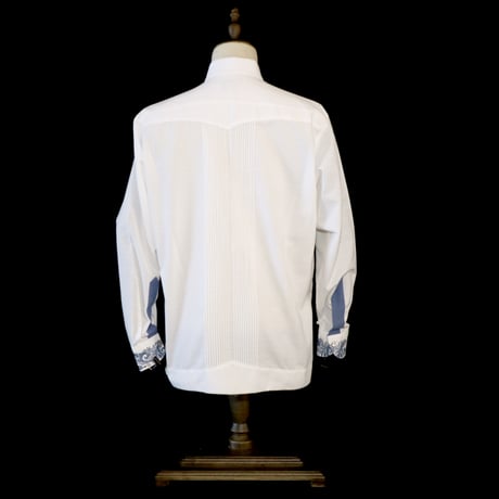 【お取り寄せ商品】【長袖】【袖刺繍】【IMP-101L-WBL】【 L/S GUAYABERA】【WHITE x BLUE 】【 白 x 青 】