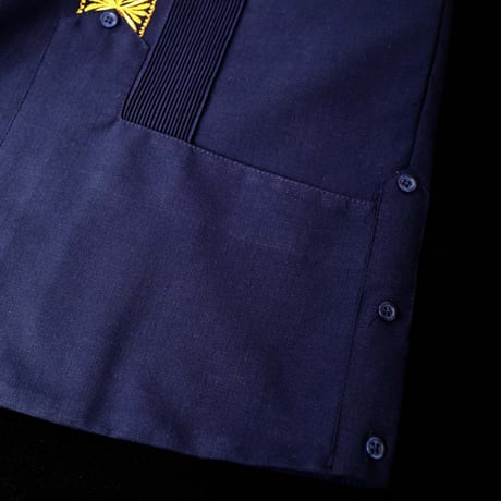 【2027年7月31日までにお届け】【受注生産】【半袖】【 ESG-01S-NG 】【 S/S GUAYABERA 】【 REJILLADA 】【 NAVY x GOLD x 】【 紺 x 金 】