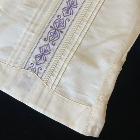 【長袖】【 ESG-32L-OFPU 】【 L/S GUAYAMISA 】【OFF WHITExPURPLE】 【オフホワイトx紫】