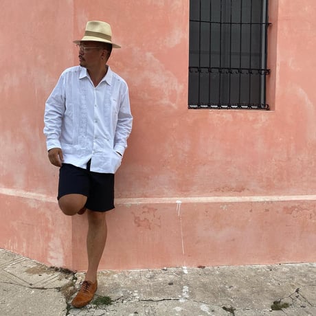 【2027年7月31日までにお届け】【受注生産】【長袖】【 ESGS-03L-W 】【 L/S GUAYABERA 】【 REJILLADA MOTA 】【 麻の葉柄 】【 WHITE 】【 白 】