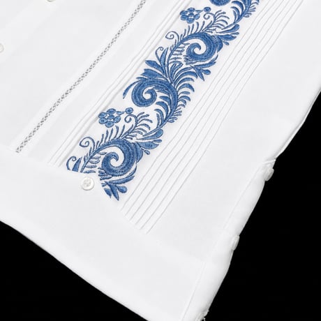 【ご注文日より１年以内にお届け】【受注生産】【長袖】【袖刺繍】【ESG-T30L-WBL】【 L/S GUAYAMISA 】【WHITEx BLUE】【白x青】