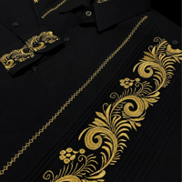 【予約商品】【長袖】【袖刺繍】【ESG-T30L-BG】【 L/S GUAYAMISA 】【 BLACK x GOLD 】【 黒 x 金 】