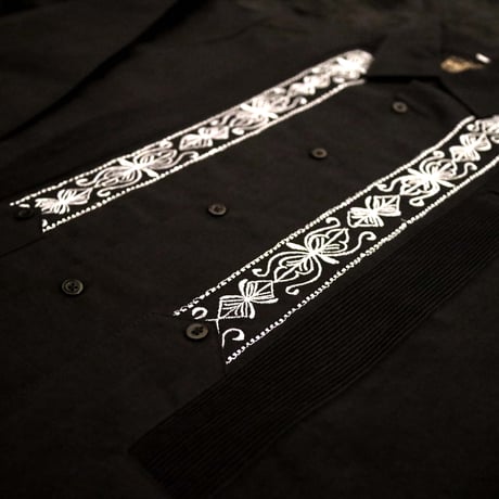 【2027年7月31日までにお届け】【受注生産】【 長袖 】【 ESG-01L-BW 】【 L/S GUAYABERA 】【 REJILLADA 】【 BLACK x WHITE 】