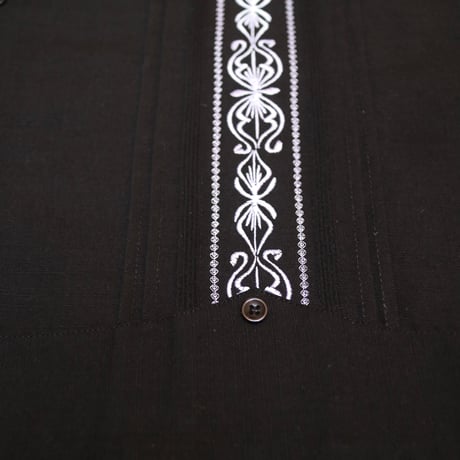 【半袖】【 ESG-32S-BW 】【 S/S GUAYABERA】【BLACK x WHITE】 【黒 x 白】