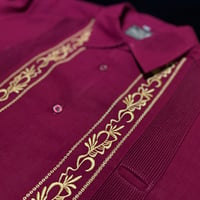 【ご注文日より１年以内にお届け】【受注生産】【ESG-20L-BUG】【REJILLADA 】【L/S GUAYABERA】【BURGUINDYxGOLD】 【臙脂色xGOLD】
