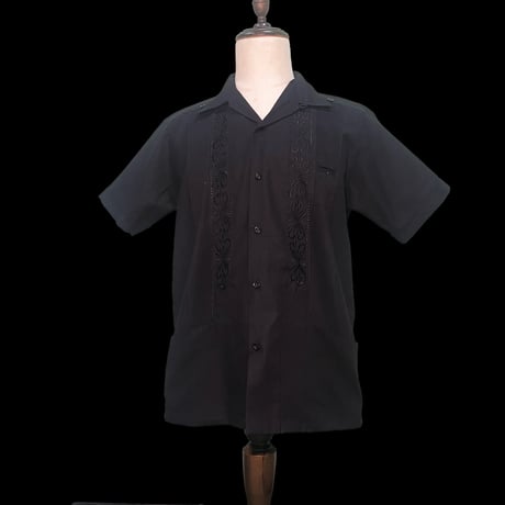 【予約】【 半袖 】【 ESG-01S-B 】【 S/S GUAYABERA 】【 REJILLADA 】【 BLACK 】【 黒 】