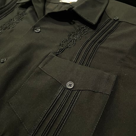 【予約】【半袖】【IMP-DE-07S-B-38】【 DEADSTOCK 】【S/S GUAYABERA】【BLACK】 【黒】
