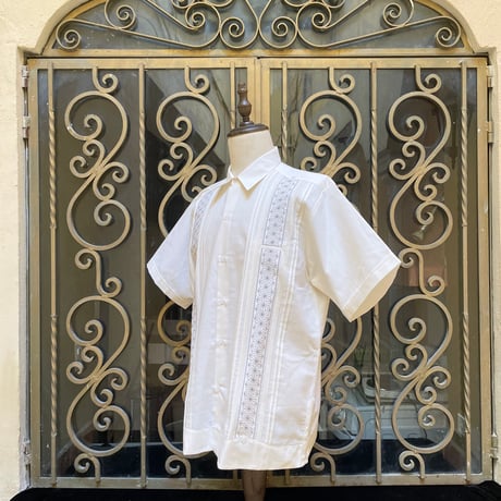 【半袖】【麻の葉柄】【 ESGS-10S-OFSI】【 S/S GUAYAMISA ASA 】【OFF WHITExSILVER】