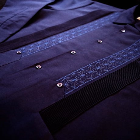 【2027年7月31日までにお届け】【受注生産】【長袖】【 ESGS-04L-N 】【 REJILLADA ASA 】【 麻の葉柄 】【NAVY】【紺】