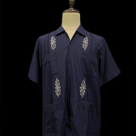 【予約】【半袖】【IMP-DE-13S-NW-42】【 DEADSTOCK 】【S/S GUAYABERA】【NAVYxWHITE】【紺x白】